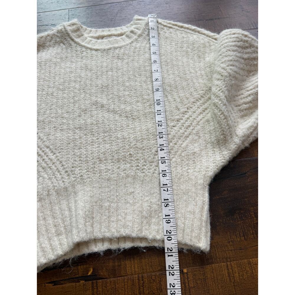 Pilcro Anthropologie Chunky Knit Sweater Oversized Cropped Balloon Sleeve Cream - Picture 6 of 6